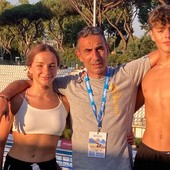 Corinne Desandré  e Tommaso Navarretta con l'allenatore Edoardo Giovannetti