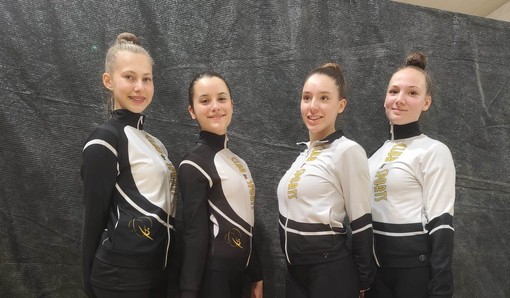 Quattro ginnaste del Club des Sports a Saluzzo  per la prova del Campionato di Insieme Silver